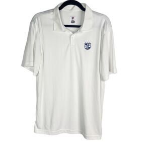 Fila Mens Medium White Drop Stitch Hillsboro Club Golf Polo Short Sleeve Tennis